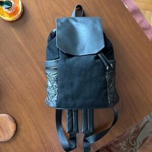 Phase 3 Black canvas and faux leather backpack​